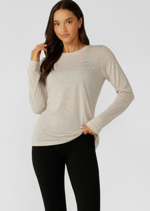 Lorna Jane Lotus Long Sleeve Top - Oat Marl