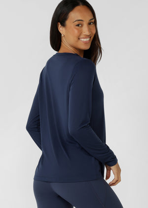 Lorna Jane Lotus Long Sleeve Top - Platinum Navy