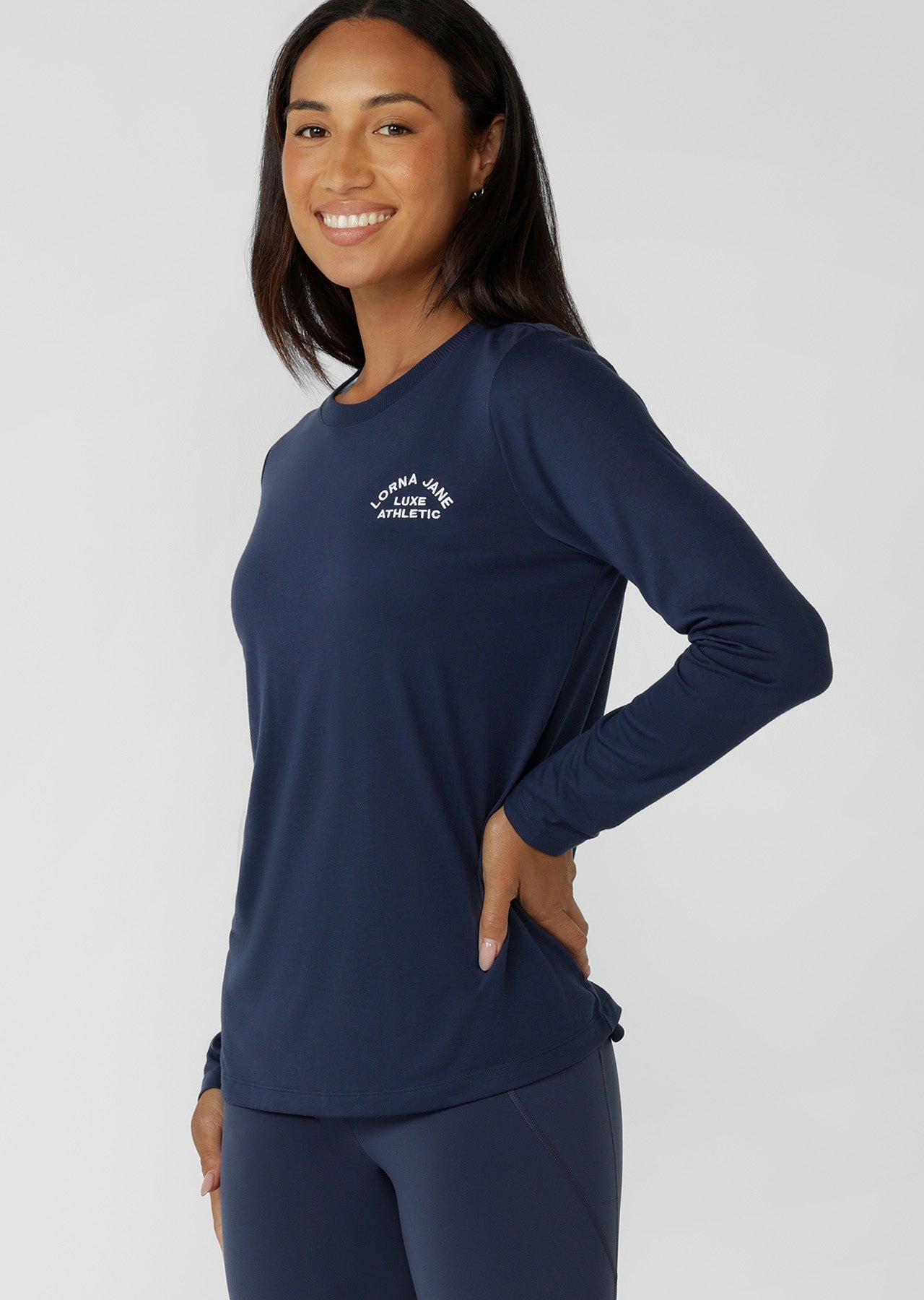 Lorna Jane Lotus Long Sleeve Top - Platinum Navy