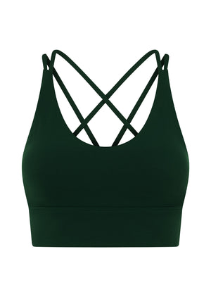 Lorna Jane Lotus Longline Sports Bra - Dark Green