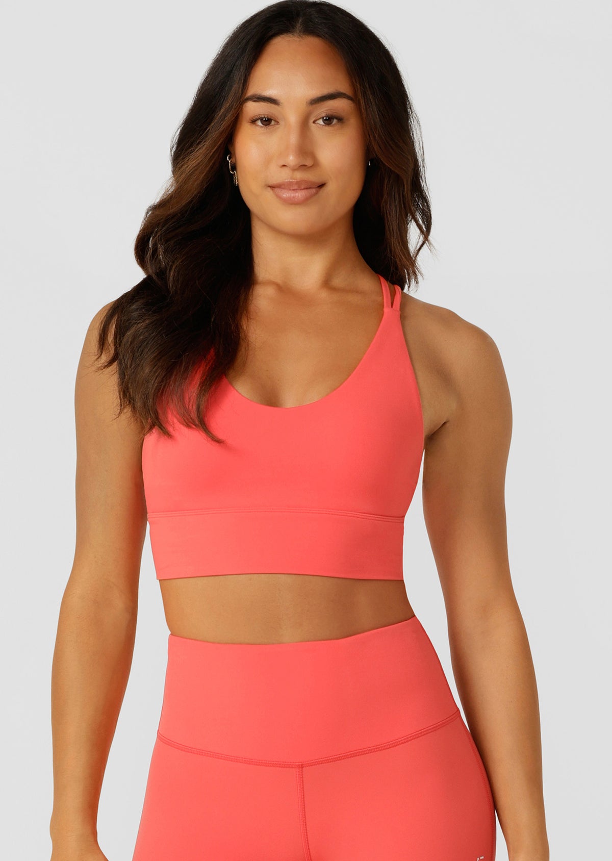 Lorna Jane Lotus Longline Sports Bra - Strawberry