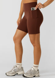 Lorna Jane Amy Phone Pocket Tech Bike Shorts - Truffle