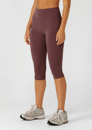 Lorna Jane Amy Phone Pocket 3/4 Tech Leggings - Amethyst Shadow