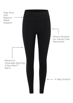 Lorna Jane Amy Phone Pocket Tech Ankle Biter Leggings - Black