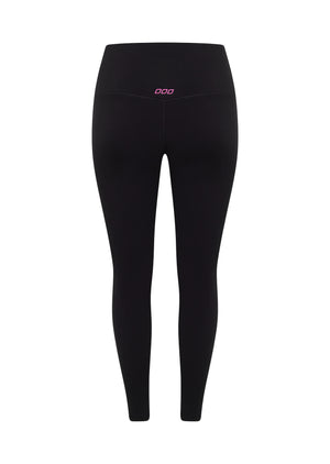 Lorna Jane Lotus No Chafe Ankle Biter Leggings - Black/Neon Raspberry