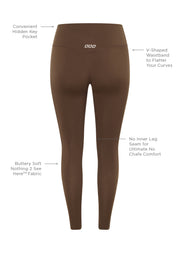 Lorna Jane Lotus No Chafe Ankle Biter Leggings - Chocolate