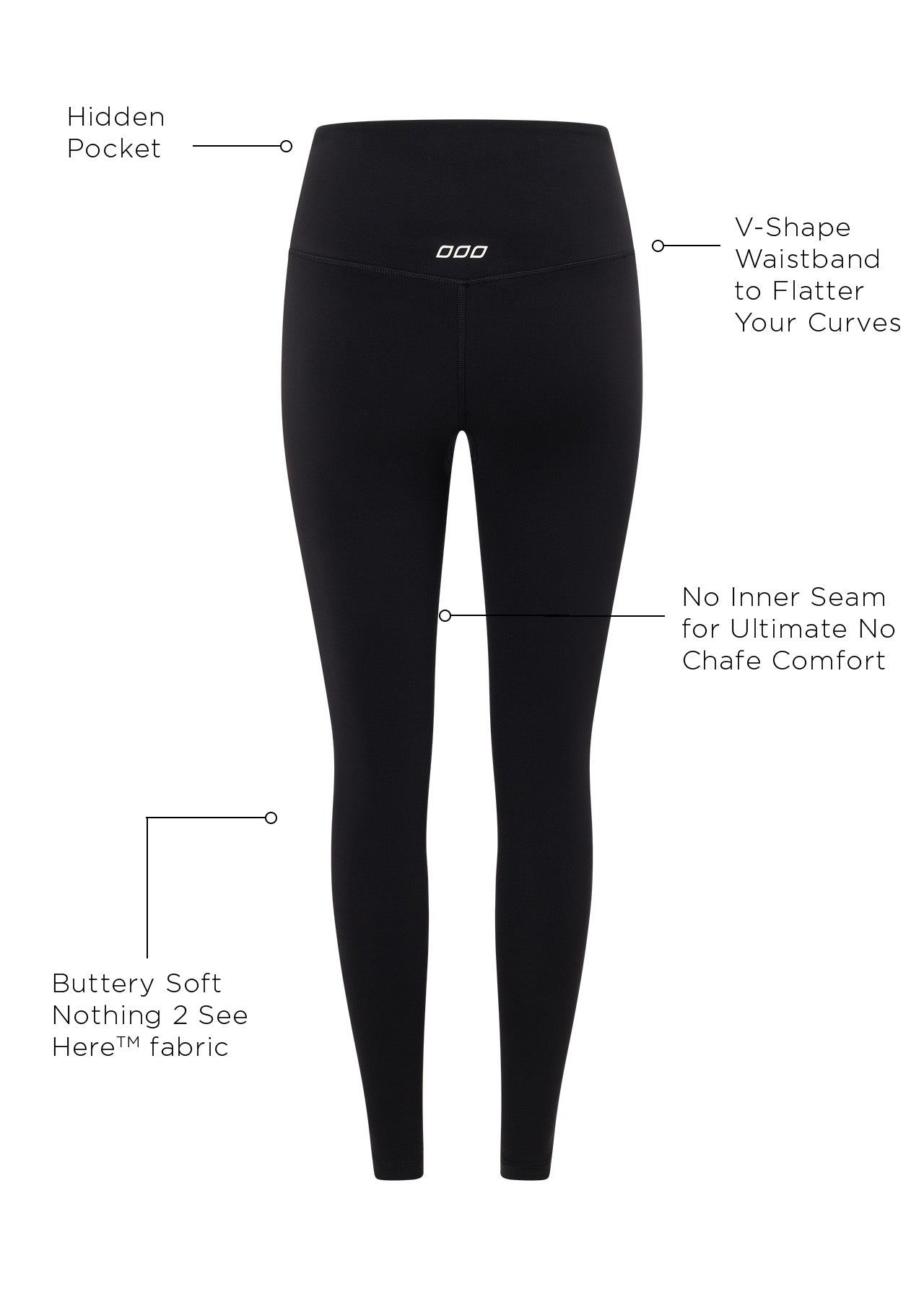 Lorna Jane Lotus No Chafe Full Length Leggings - Black