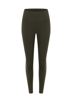 Lorna Jane Amy Thermal Phone Pocket Ankle Biter Leggings - Dark Luxury Green