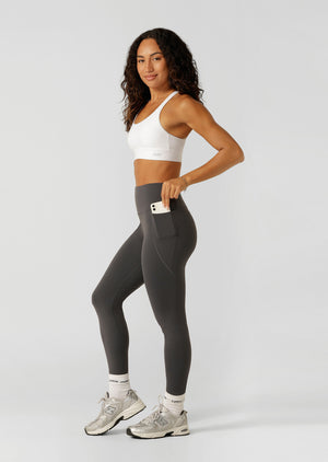 Lorna Jane Amy Thermal Phone Pocket Full Length Leggings - Titanium