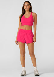 Lorna Jane Amy Stretch & Stride Pocket Run Shorts - Neon Raspberry