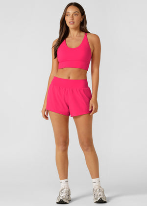 Lorna Jane Amy Stretch & Stride Pocket Run Shorts - Neon Raspberry