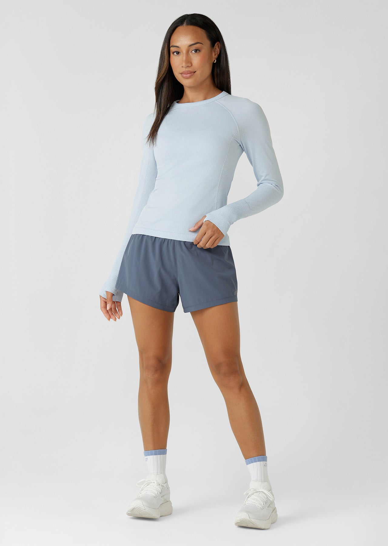 Lorna Jane Amy Stretch & Stride Pocket Run Shorts - Powder Grey