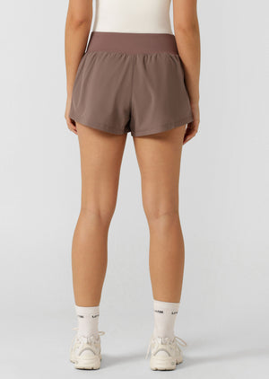 Lorna Jane Amy Stretch & Stride Pocket Run Shorts - Stone