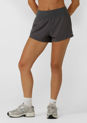 Lorna Jane Amy Stretch & Stride Pocket Run Shorts - Titanium