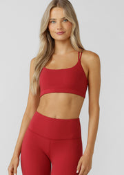 Lorna Jane Lotus Cropped Sports Bra - Dark Red