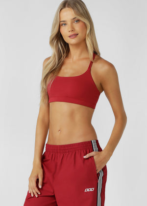 Lorna Jane Lotus Cropped Sports Bra - Dark Red