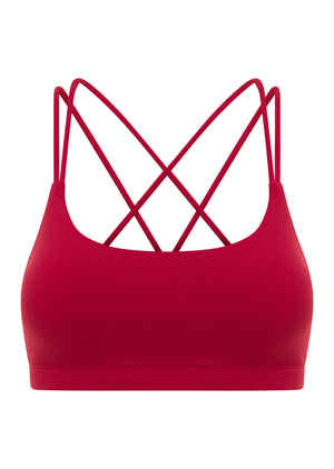 Lorna Jane Lotus Cropped Sports Bra - Dark Red