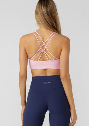 Lorna Jane Lotus Cropped Sports Bra - Sweet Pink
