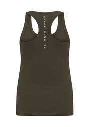 Lorna Jane Amy Fitted Active Rib Tank - Dark Khaki Haze