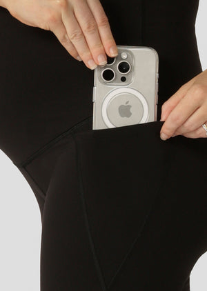 Lorna Jane LJ Maternity Phone Pocket Bike Shorts - Recycled Black