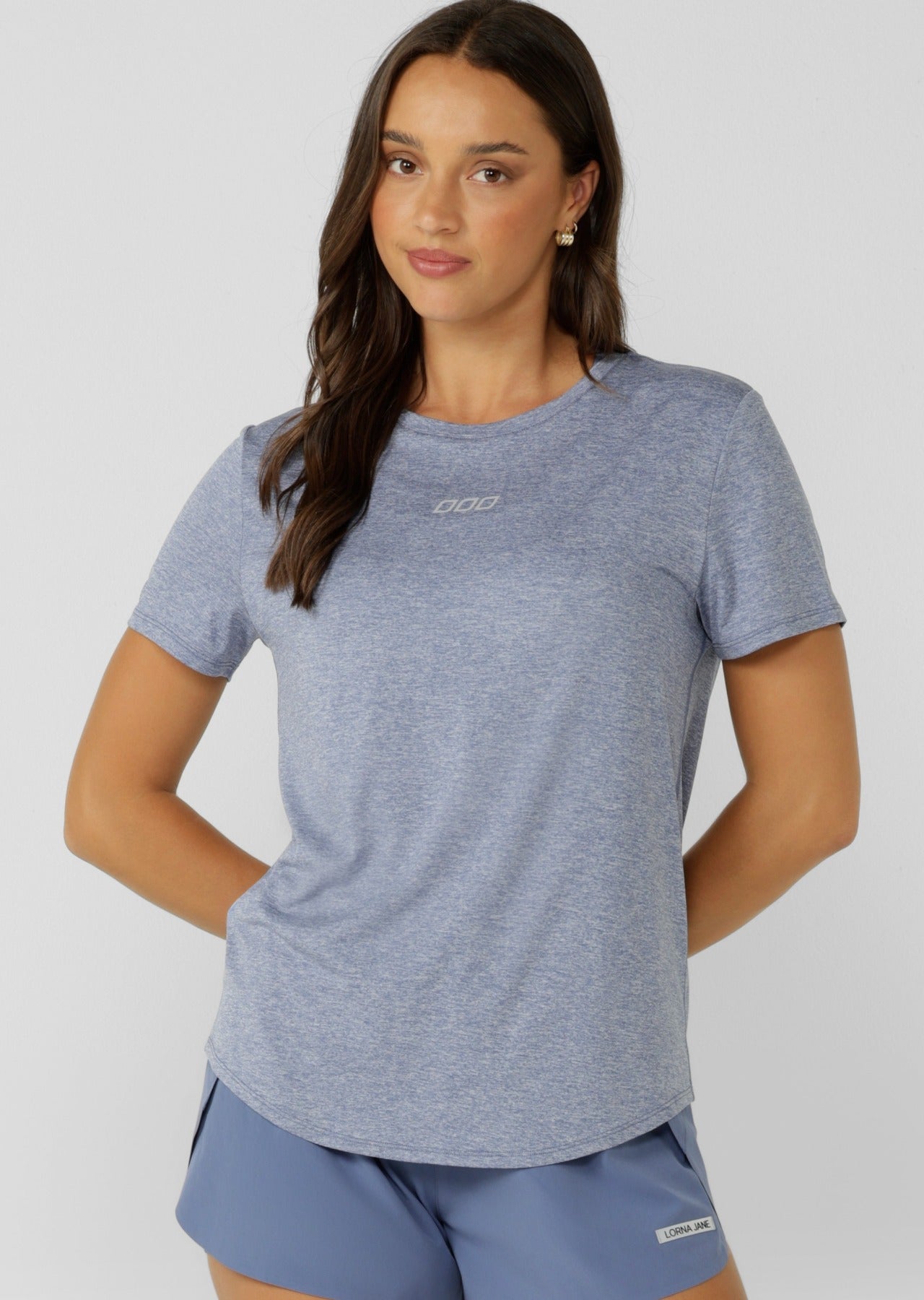 Lorna Jane Amy Dynamic Active T-Shirt - Light Misty Blue Marl