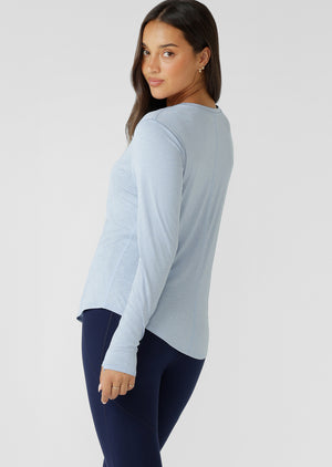 Lorna Jane Amy Dynamic Active Long Sleeve Top - Beach House Blue Marl