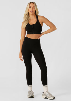 Lorna Jane Lotus No Chafe Phone Pocket Ankle Biter Leggings - Recycled Black