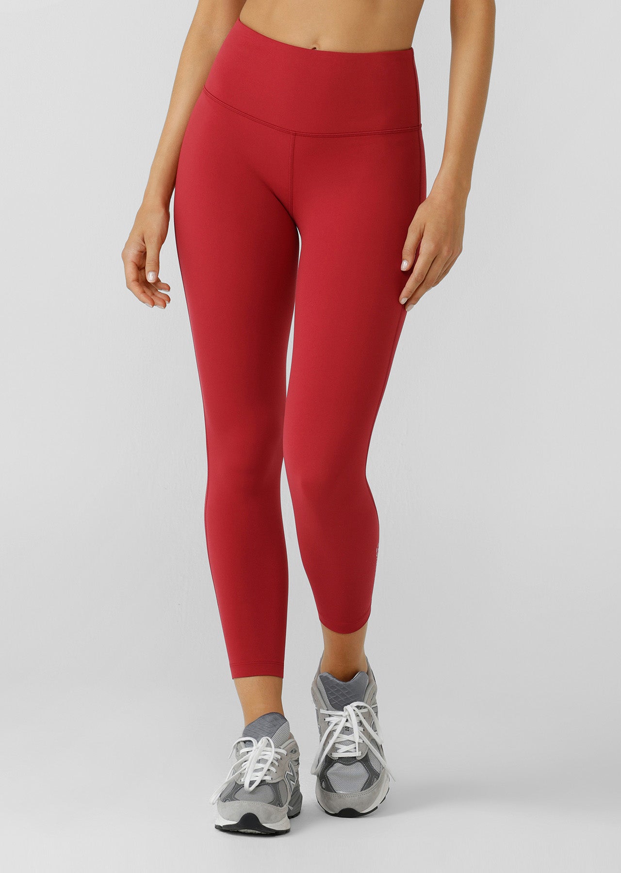 Lorna Jane Lotus No Chafe Phone Pocket Ankle Biter Leggings - Dark Red
