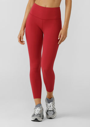 Lorna Jane Lotus No Chafe Phone Pocket Ankle Biter Leggings - Dark Red