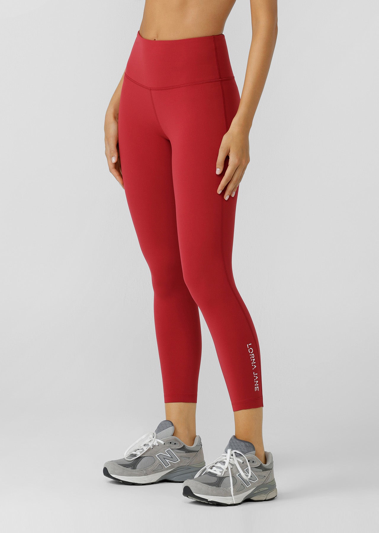Lorna Jane Lotus No Chafe Phone Pocket Ankle Biter Leggings - Dark Red
