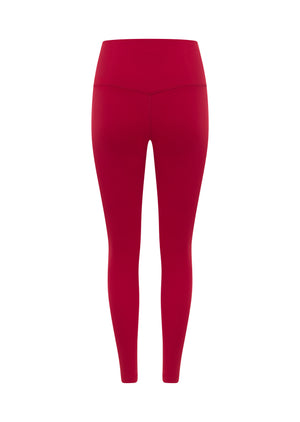 Lorna Jane Lotus No Chafe Phone Pocket Ankle Biter Leggings - Dark Red