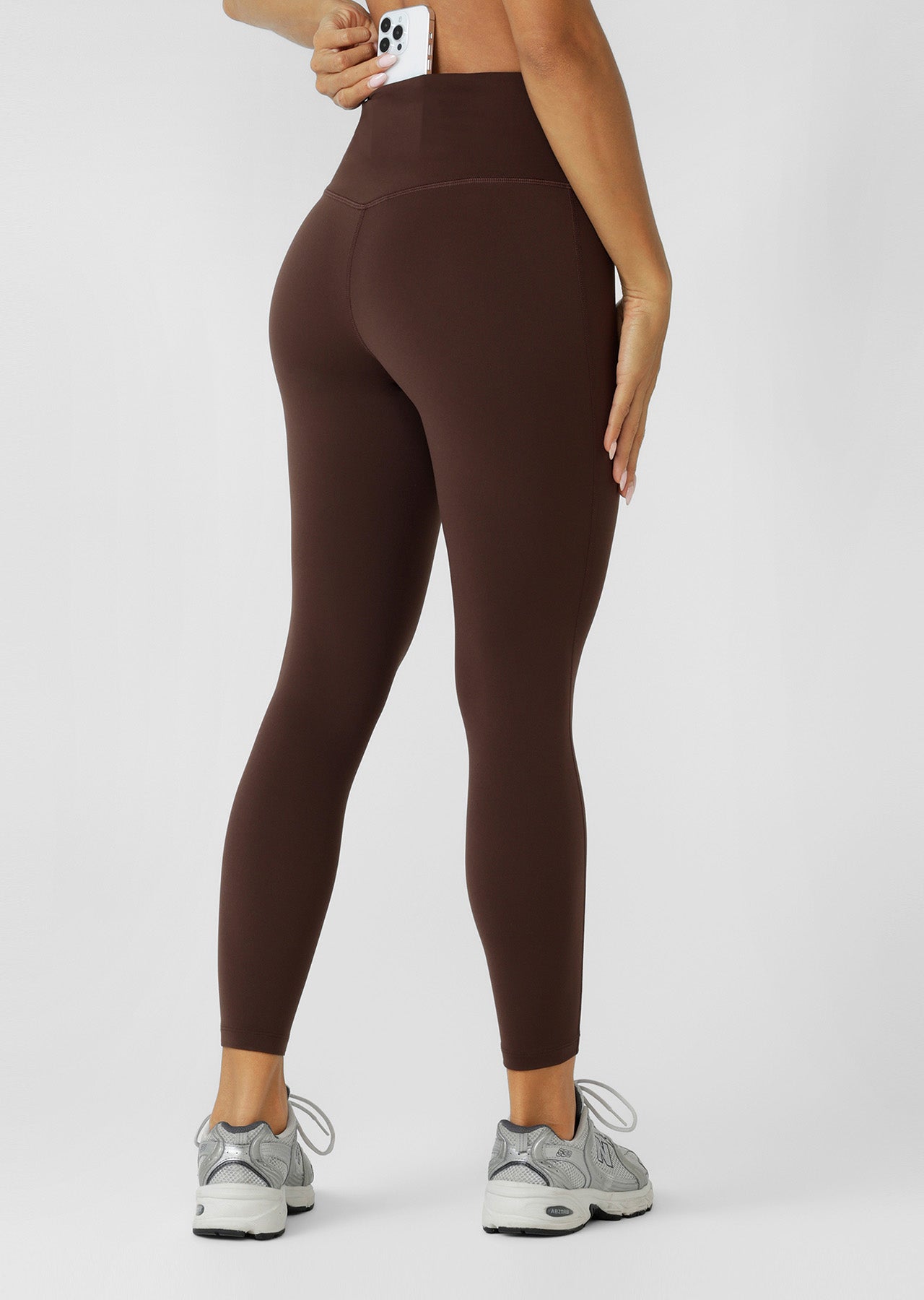 Lorna Jane Lotus No Chafe Phone Pocket Ankle Biter Leggings - Espresso
