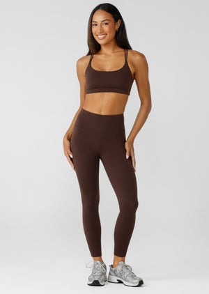 Lorna Jane Lotus No Chafe Phone Pocket Ankle Biter Leggings - Espresso