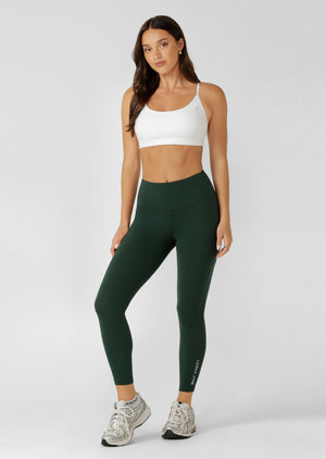 Lorna Jane Lotus No Chafe Phone Pocket Ankle Biter Leggings - Fig Green