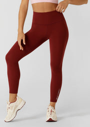 Lorna Jane Lotus No Chafe Phone Pocket Ankle Biter Leggings - Merlot