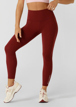 Lorna Jane Lotus No Chafe Phone Pocket Ankle Biter Leggings - Merlot