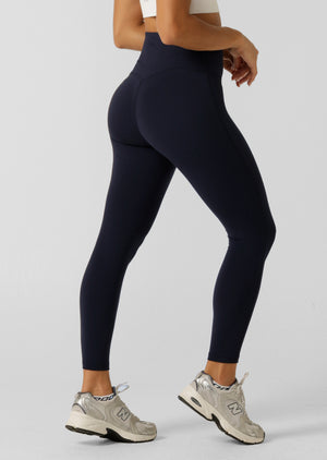 Lorna Jane Lotus No Chafe Phone Pocket Ankle Biter Leggings - Midnight Blue