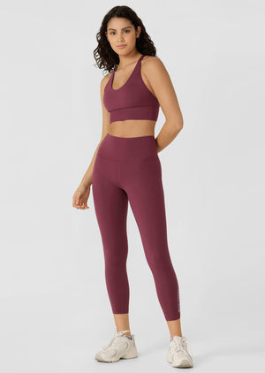 Lorna Jane Lotus No Chafe Phone Pocket Ankle Biter Leggings - Mulberry