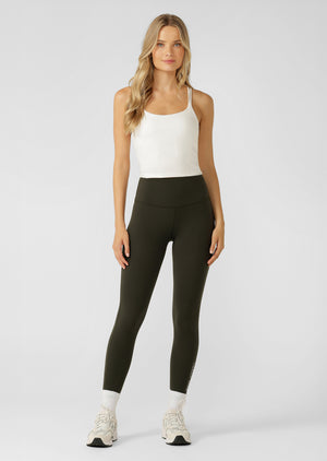 Lorna Jane Lotus No Chafe Phone Pocket Ankle Biter Leggings - Oil