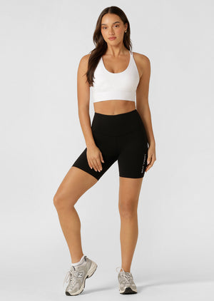 Lorna Jane Lotus No Chafe Phone Pocket 16cm Bike Shorts - Recycled Black