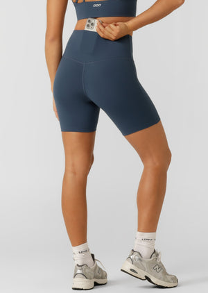 Lorna Jane Lotus No Chafe Phone Pocket 16cm Bike Shorts - Pale Indigo
