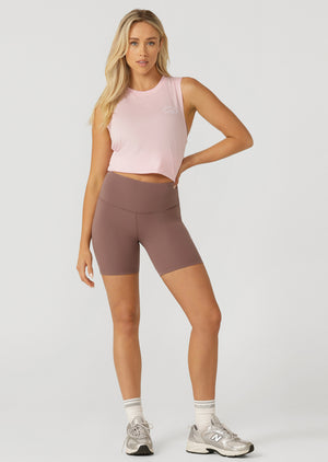 Lorna Jane Lotus No Chafe Phone Pocket 16cm Bike Shorts - Stone