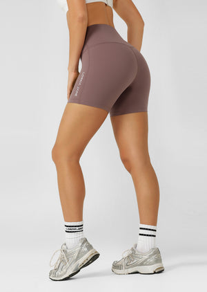 Lorna Jane Lotus No Chafe Phone Pocket 12cm Bike Shorts - Stone