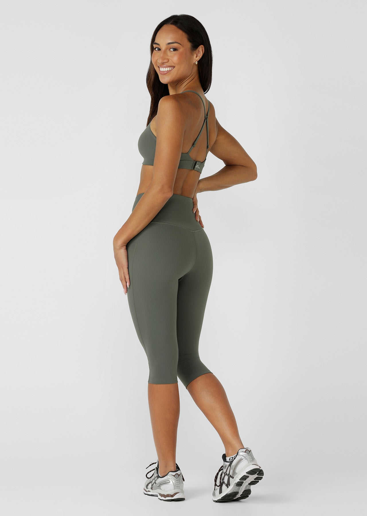 Lorna Jane Lotus No Chafe Phone Pocket 3/4 Leggings - Agave Green
