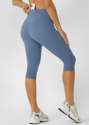 Lorna Jane Lotus No Chafe Phone Pocket 3/4 Leggings - Moonlight Blue