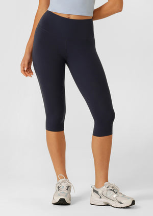 Lorna Jane Lotus No Chafe Phone Pocket 3/4 Leggings - Platinum Navy
