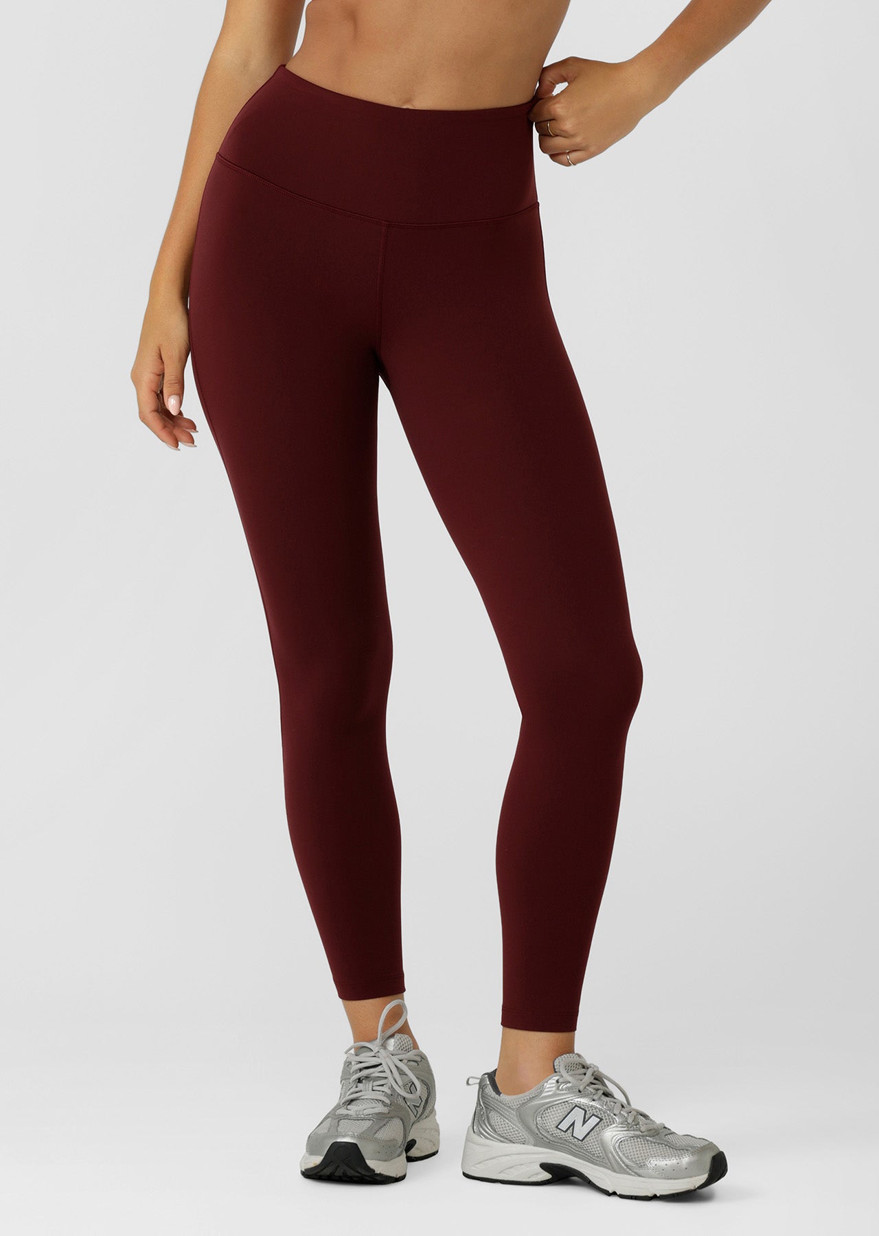 Lorna Jane Lotus No Chafe Phone Pocket Full Length Leggings - Dark Ruby