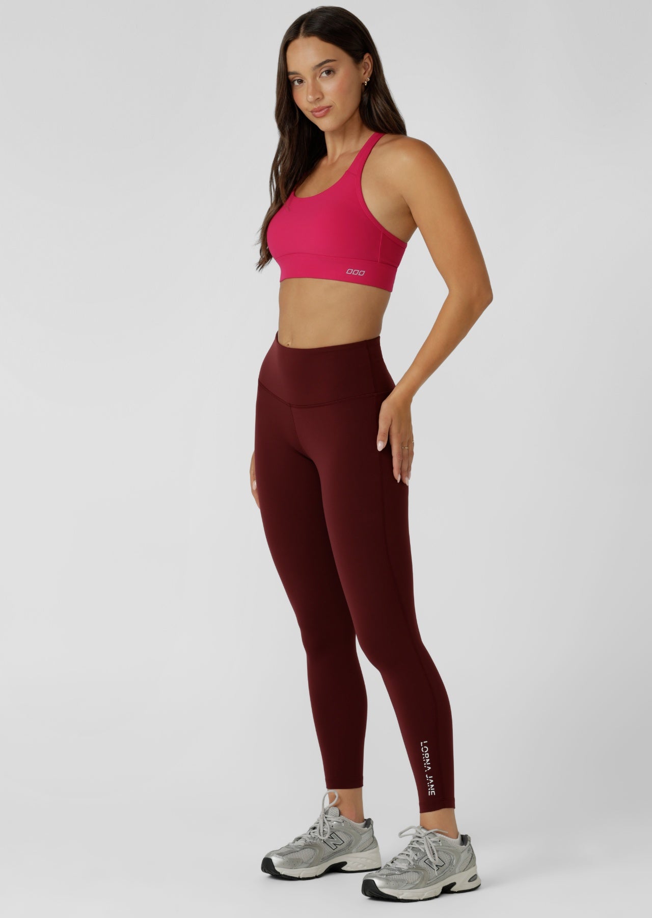 Lorna Jane Lotus No Chafe Phone Pocket Full Length Leggings - Dark Ruby