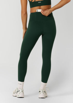 Lorna Jane Lotus Phone Pocket Ankle Biter Leggings - Dark Green