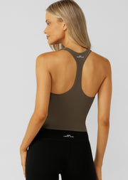 Lorna Jane Liberty Bra Tank Combo - Dark Khaki Haze